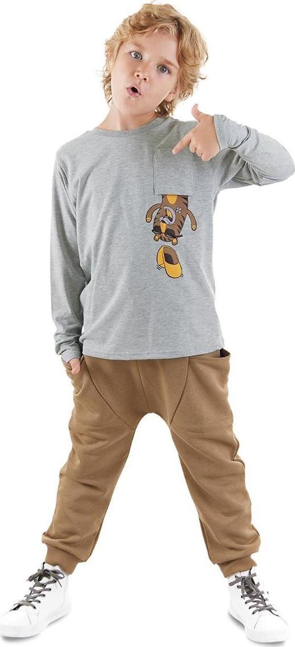 Cepte Kaplan Erkek Çocuk T-shirt Eşofman Altı Takım - Image 1