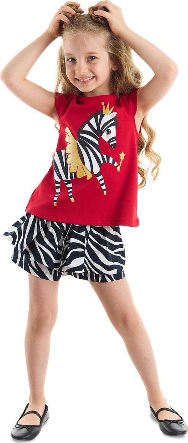 Balerin Zebra Kız Çocuk T-Shirt Şort Takım - Image 1