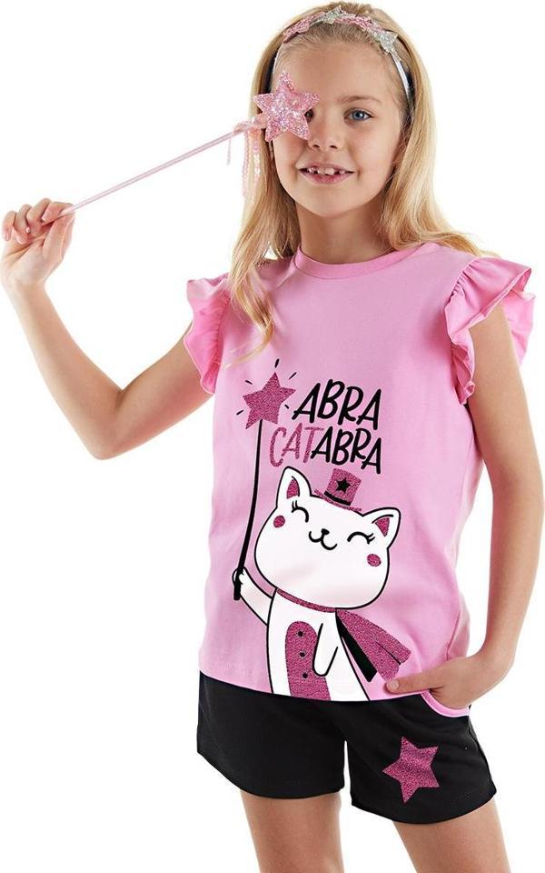 Abra Catabra Fırfırlı Kız Çocuk Yazlık T-Shirt Şort Takım - Image 1