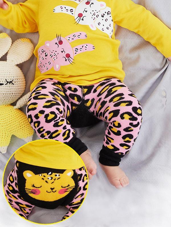 Leopar Kız Bebek Pembe Tayt-Pantolon - Image 1