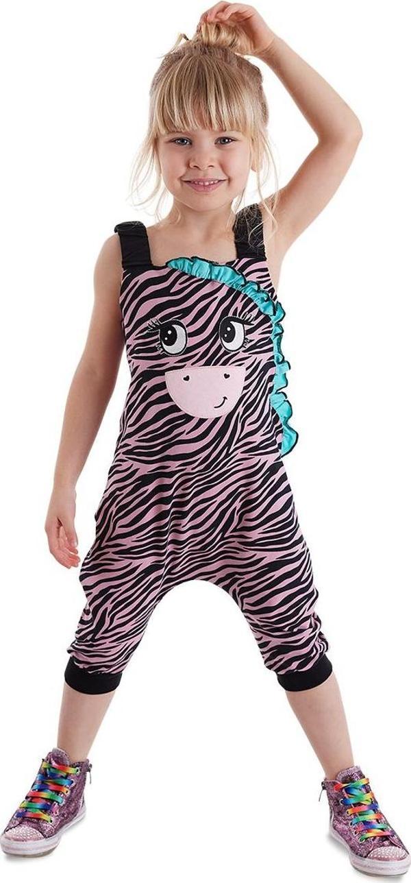 Zebra Fırfırlı Kız Çocuk Tulum - Image 1