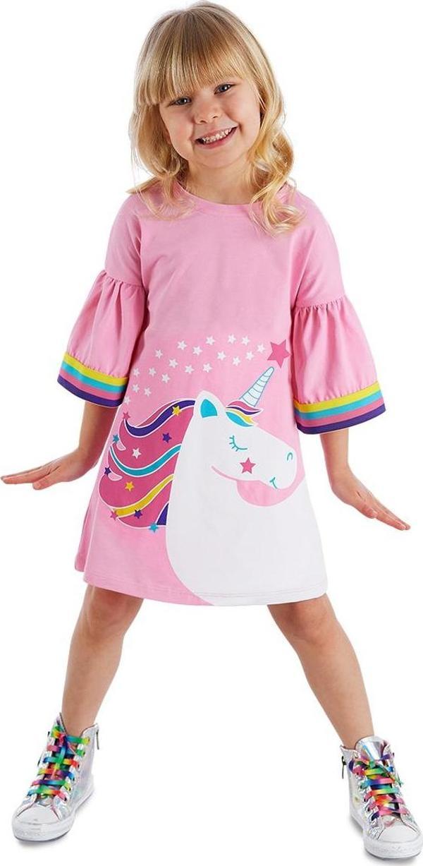 Unicorn Star Kız Çocuk Pembe Yazlık Elbise - Image 1