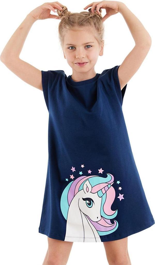 Kız Çocuk Elbise Unicorn Kiz Cocuk Günlük Elbise Lacivert - Image 1