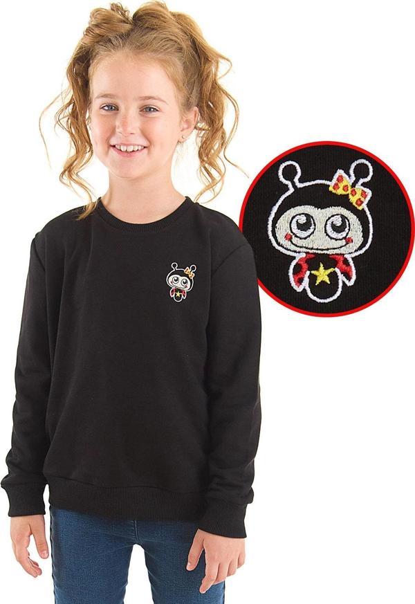Uğurböceği Kız Çocuk Siyah Sweatshirt - Image 1