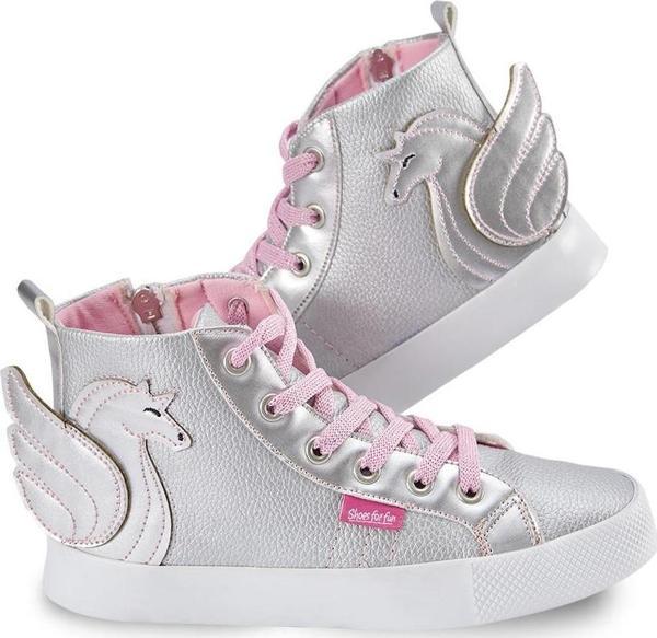 Kanatlı Unicorn Gümüş Kız Çocuk Sneakers - Image 1