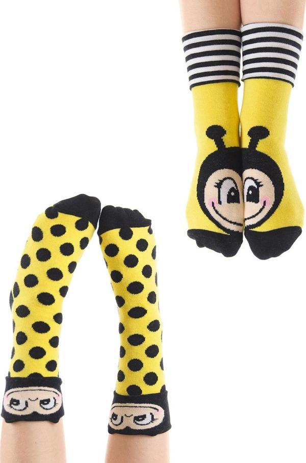 Arı Kız Çocuk Sarı Siyah Soket Çorap 2'li Takım - Image 1