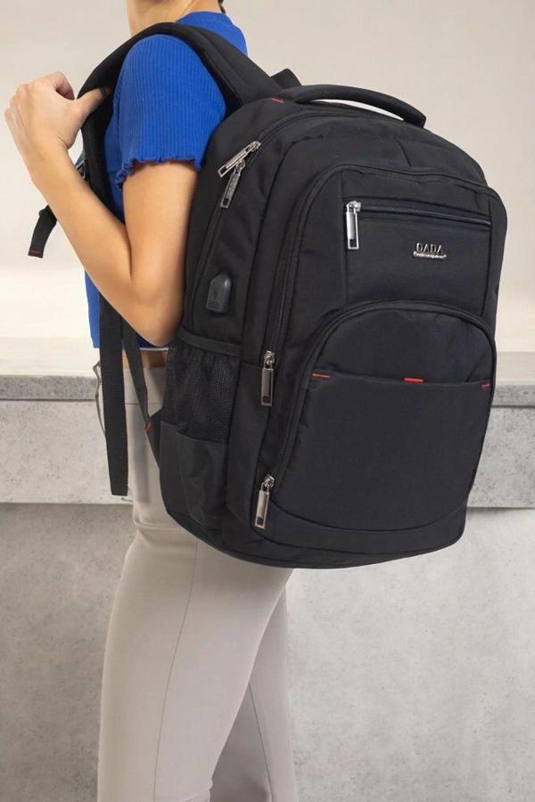 Büyük Boy Su Geçirmez 15,6 inç Siyah Notebook Laptop Sırt Çantası - Image 1