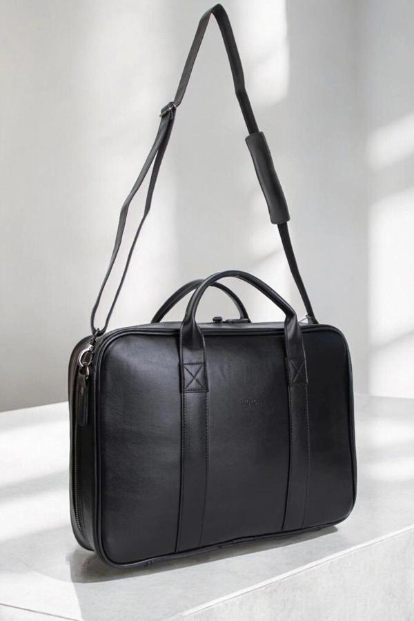 Unisex Lüx Macbook Organizer 15.6-16" İnç Siyah Laptop Evrak Çantası - Image 1