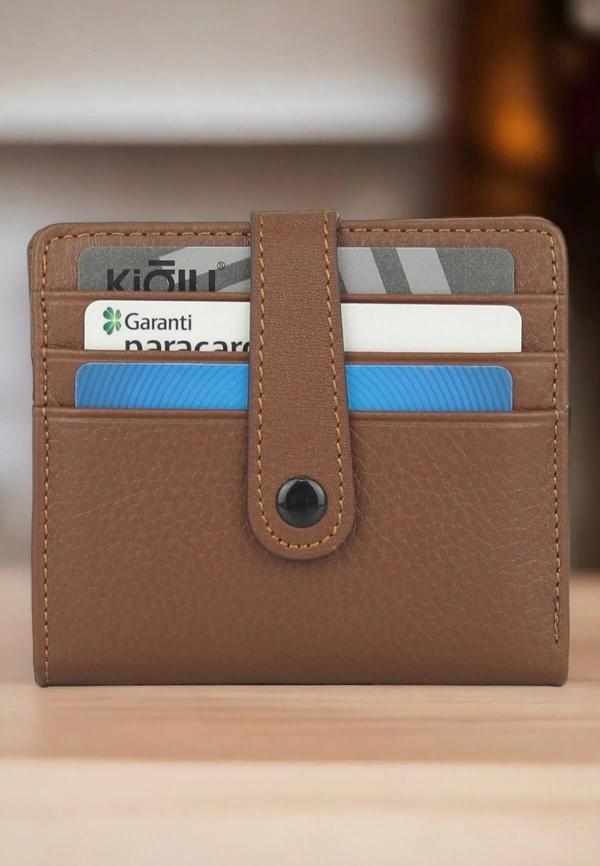 Hakiki Deri Unisex Slim Kartlık Taba Cüzdan - Image 1