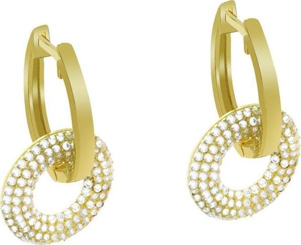Beyaz Zirkon Taşlı Hulahop Model Gold Renk 925 Ayar Gümüş Kadın Küpe - Image 1