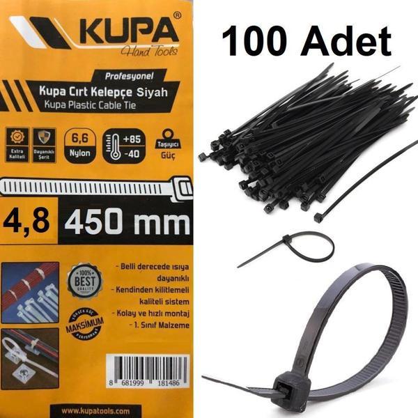Kupa Plastik Cırt Kelepçe Siyah 4.8 x 450 mm. - 100 Adet - Image 1