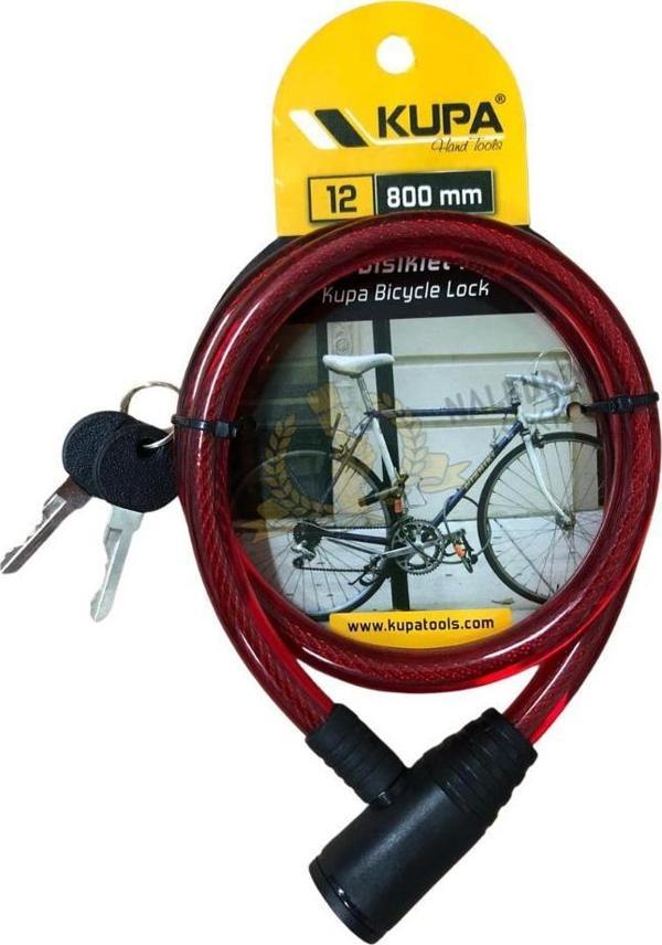 Kupa Vinil Kaplı Esnek Çelik Bisiklet Kilidi 12 mm - 80 cm. - Image 1