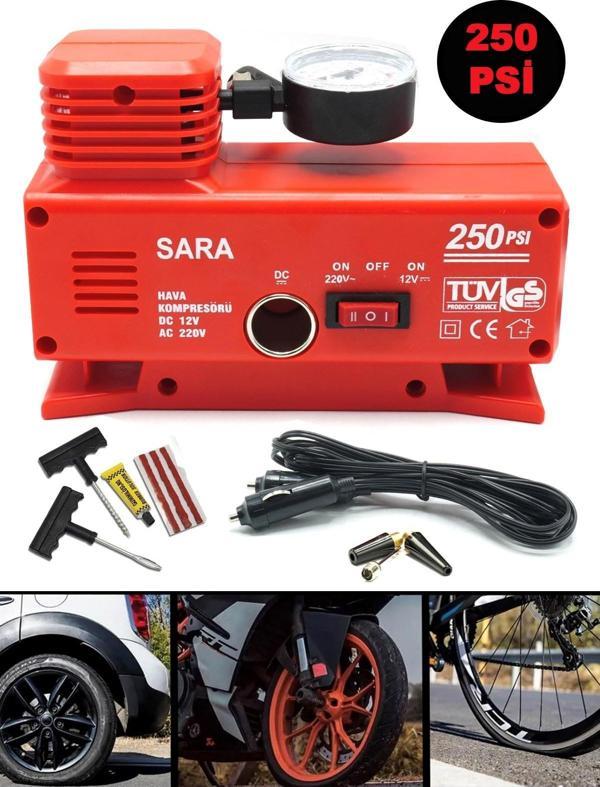 ROWERMAX Alman 220 Volt-12 Volt 250 Psi Psi Kompresör Lastik Hava Şişirme Oto Pompası Tamir Kiti - Image 1