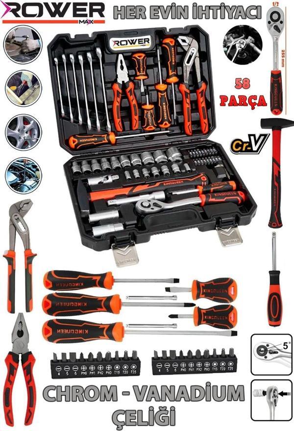 ROWERMAX Alman Üstün Kalite 58 Parça 72 Diş Eğik Cırcır Her Evin İhtiyacı 1/2 Profesyonel Lokma El A - Image 1