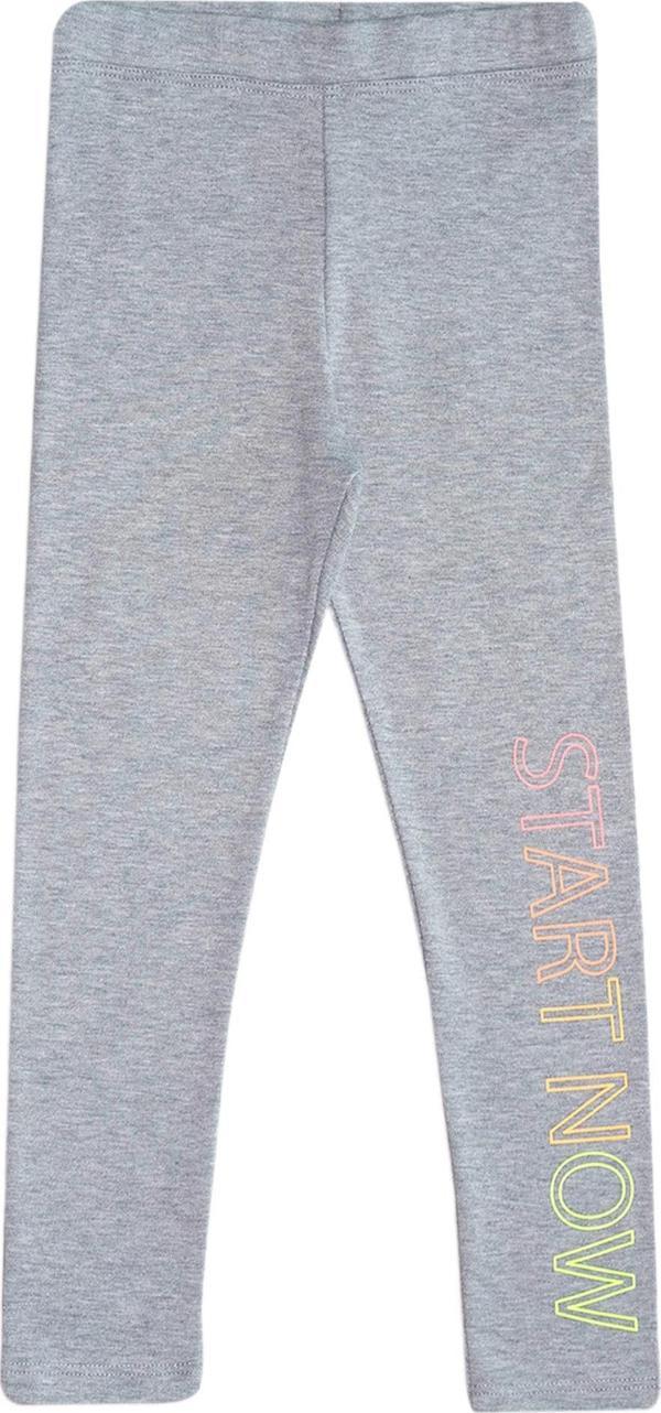 Açık Gri Start Now Baskılı Kız Çocuk Kışlık Şardonlu Kız Çocuk Tayt - Image 1