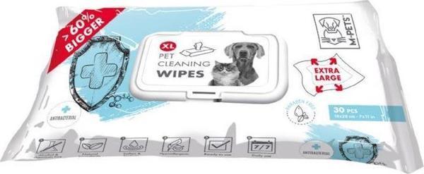 M-PETS ANTIBACTERIAL XL KEDİ KÖPEKLER İÇİN TEMİZLEME MENDİLİ 30LU - Image 1