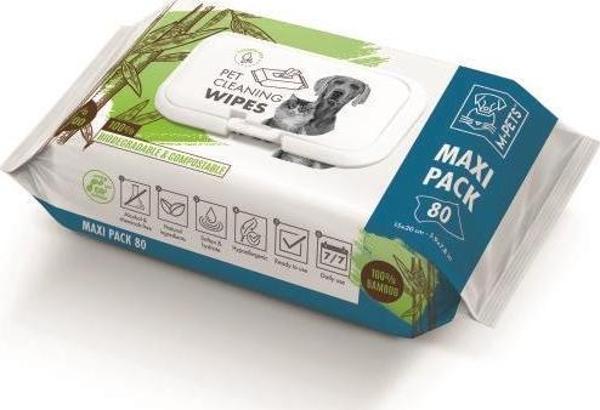 M-PETS BAMBOO KEDİ KÖPEKLER İÇİN TEMİZLİK MENDİLİ 80Lİ - Image 1