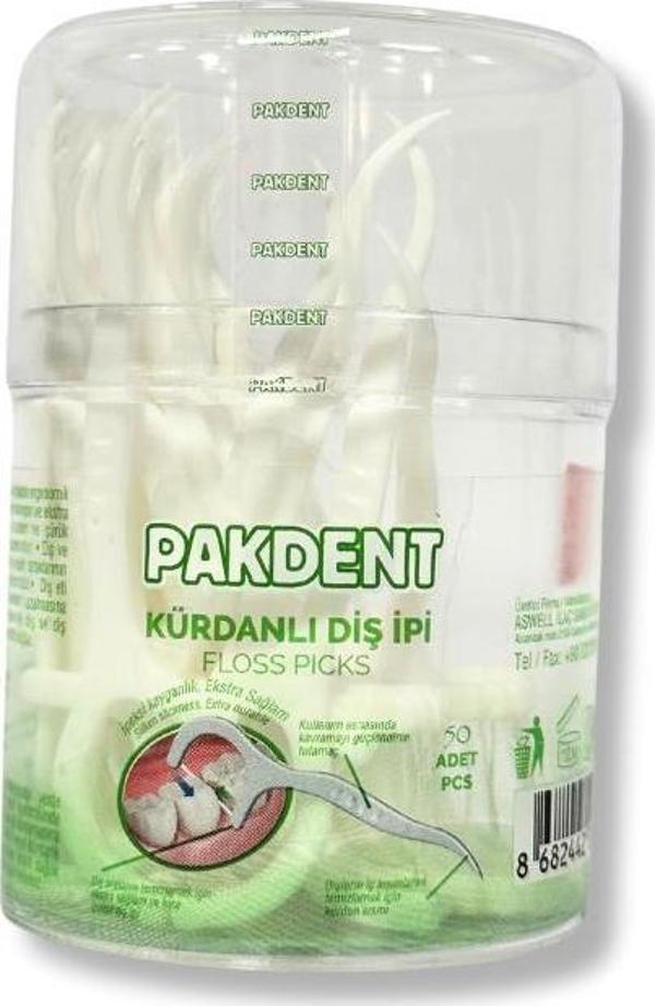 Pakdent Kürdanlı Diş İpi Silindir Kutu 50 li - Image 1