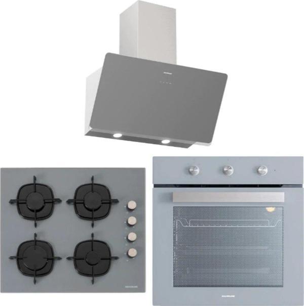 Silverline BO6503S01 - CS5335S01 - 3457 Soho 60 Gri Cam Ankastre Set - Image 1