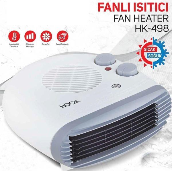 Hook HK-498 Termostatlı 3 Kademeli 2000 Watt Sıcak - Soğuk Turbo Fanlı Isıtıcı - Image 1