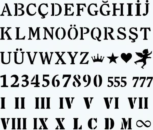ABC&123 Klasik Font Dövme Şablon Seti - Image 1