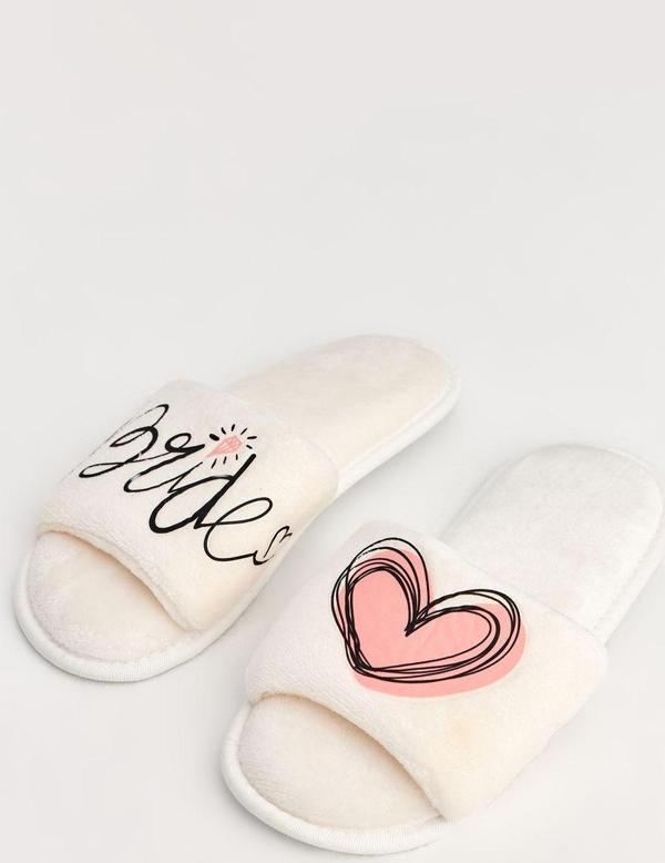 Chirpy Bride - Yazılı Beyaz Gelin Terliği - Image 1