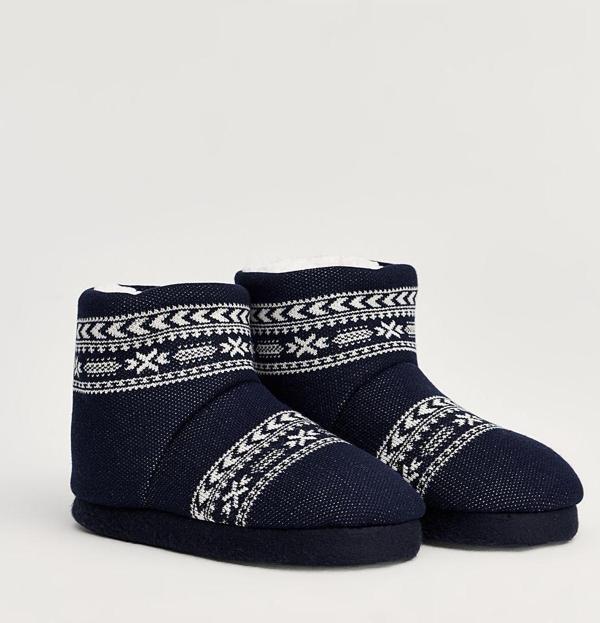 Chirpy Noc - Etnik Desenli Lacivert Kadın Panduf - Image 1