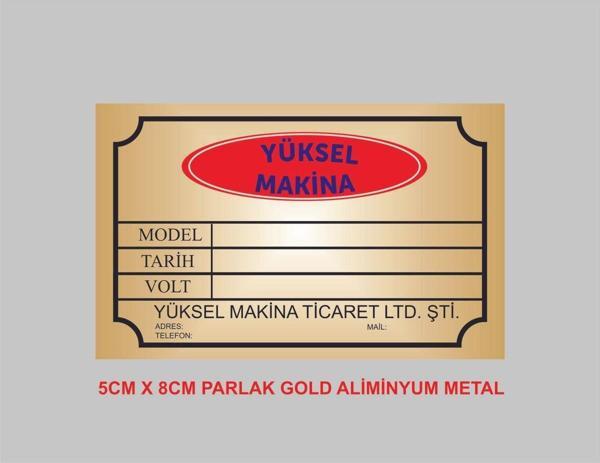 Yüksel 10Adet Aliminyum Metal Etiket Parlak Yüzey , Arka Yüzü Yapışkanlı ,Asansör Etiketi , Makine Etiketi - Image 1