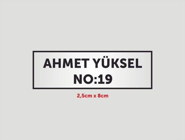 Yüksel 2,5 Cmx8 Cm Kapı İsimliği, Masa, Dolap İsimliği Aliminyum Metal Parlak Arkası Yapışkanlı - Image 1