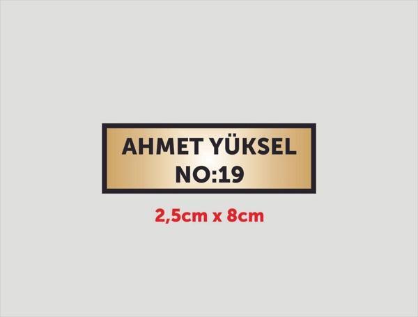 Yüksel 2,5Cmx8Cm Kapı İsimliği , Dolap İsimliği ,Aliminyum Metal Numara Arkası Yapışkanlı Gold Renk - Image 1
