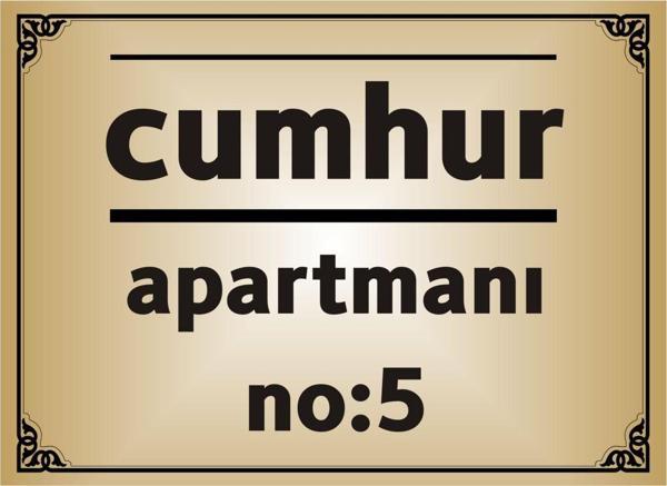 Yüksel Apartman İsim Tabelası Aliminyum Aynalı Gold Metal Levha - Image 1