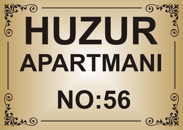 Yüksel Apartman İsim Tabelası Aliminyum Aynalı Gold Metal Levha - Image 1