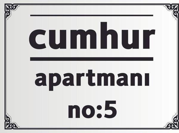 Yüksel Apartman İsim Tabelası Aliminyum Aynalı Gümüş Metal Levha - Image 1