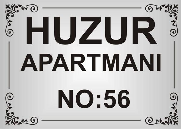 Yüksel Apartman İsim Tabelası Aliminyum Aynalı Gümüş Metal Levha - Image 1