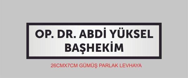Yüksel Doktor Kapı İsimliği ,Kişiye Özel Baskı Aliminyum Gümüş Parlak Metal Levha 26Cmx7Cm - Image 1