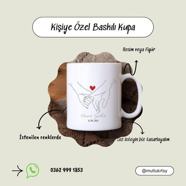 Yüksel Kişiye Özel 1. Yüzünde Resim 2. Yüzünde Isimler Basılı Bardak , 14 Şubat Sevgililer Günü Hediyesi - Image 1