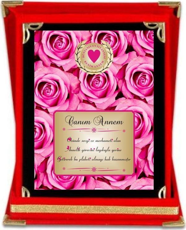 yüksel34 Canım Annem Gül Desen Plaket Anneler Günü Plaket , Plaket 15*20Cm Anneye Hediye - Image 1