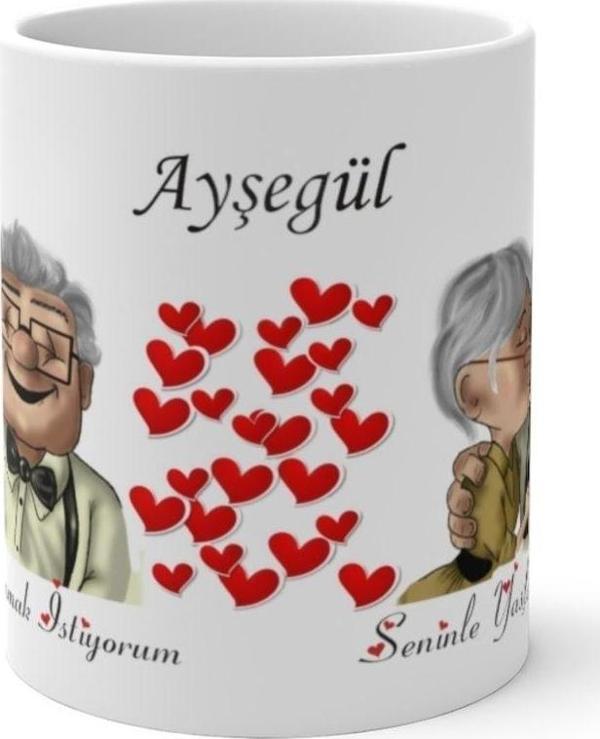 Yüksel Kişiye Özel Isim Baskılı Seninle Yaşlanmak Istiyorum Bardak 1 Adet ,3 Seçenekli Renk - Image 1
