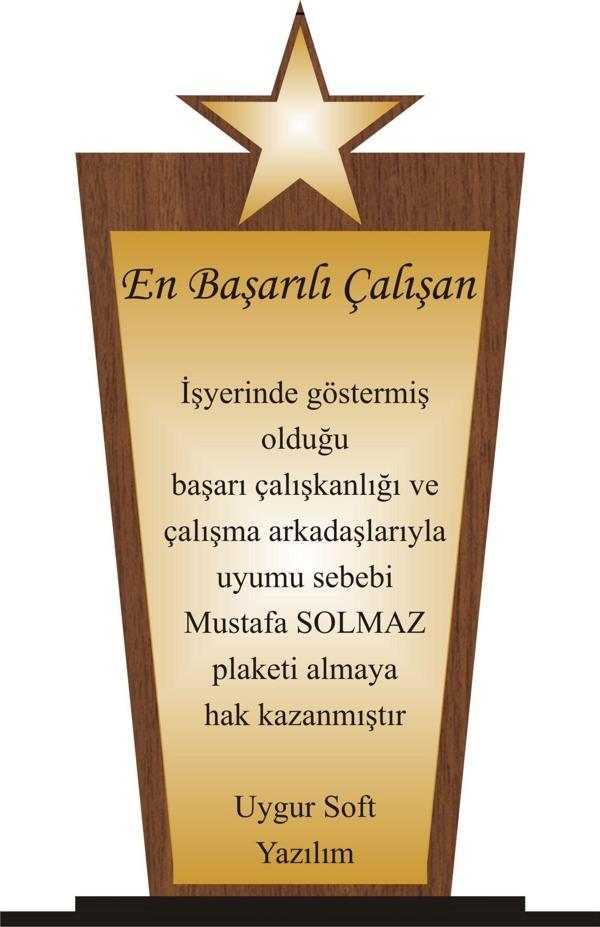 yüksel34 En Başarılı Çalışan Plaketi Ahşap Mdf Gold Levhaya Baskılı  ,Kişiye Özel İsim Baskısı Yapılabilir - Image 1