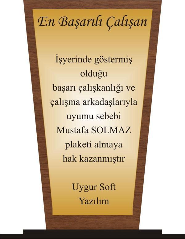 yüksel34 En Başarılı Çalışan Plaketi Ahşap Mdf Gold Levhaya Baskılı  ,Kişiye Özel İsim Baskısı Yapılabilir - Image 1