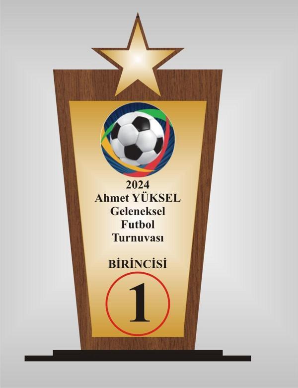 yüksel34 Futbol Turnuvası Plaketi , Ahşap Mdf Gold Levhaya Baskılı  ,Kişiye Özel İsim Baskısı Yapılabilir - Image 1