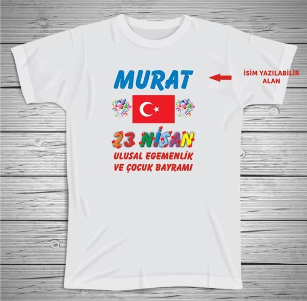 yüksel34 Kişiye Özel Isim Baskılı 23 Nisan Unisex Çocuk Tshirt, 23 Nisan Tshirt, Micro Polyester Terletmez - Image 1