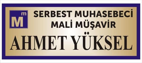 Yüksel Serbest Muhasebeci Mali Müşavir Kapı İsimliği Aliminyum Parlak Metal Levha 19*7,5Cm - Image 1