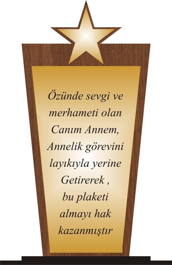 yüksel34 Anneler Günü  Plaketi Ahşap Mdf Gold Levhaya Baskılı  ,Kişiye Özel İsim Baskısı Yapılabilir - Image 1