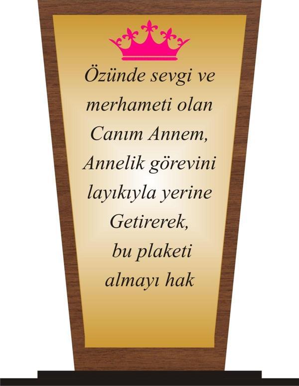 yüksel34 Anneler Günü Plaketi Ahşap Mdf Gold Levhaya Baskılı - Image 1
