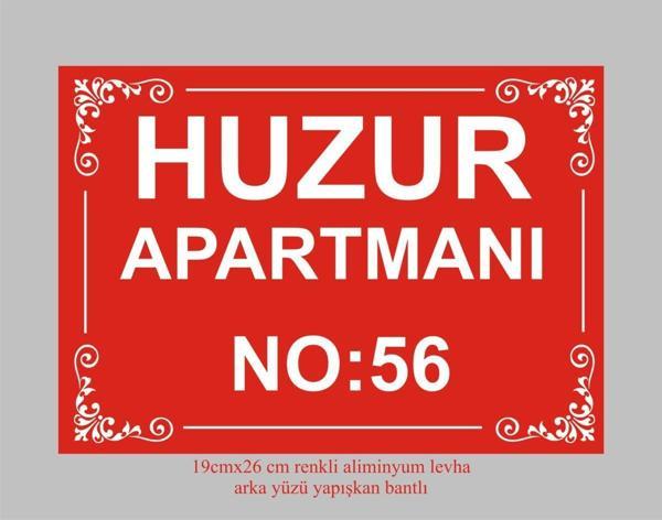 yüksel34 Apartman Kapısı İsimliği ,Kırmızı Renkli Aliminyum Levha - Image 1