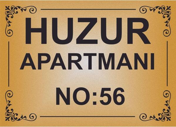yüksel34 Apartman Kapısı İsimliği ,Simli Gold Renkli Aliminyum Levha - Image 1