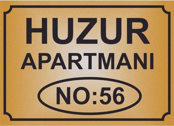 yüksel34 Apartman Kapısı İsimliği ,Simli Gold Renkli Aliminyum Levha - Image 1