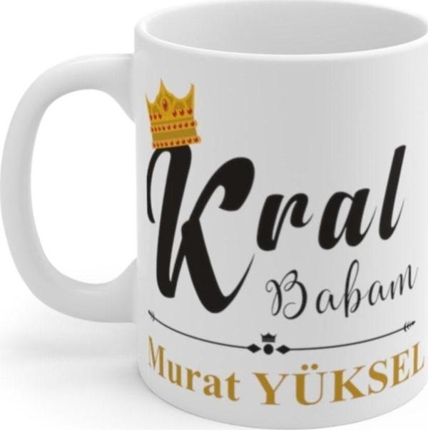 yüksel34 Kişiye Özel Isim Yazılabilir Kral Babam Seramik Bardağı - Image 1