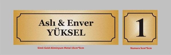 yüksel34 Kişiye Özel Kapı Isimliği , Gold Aliminyum Levha - Image 1